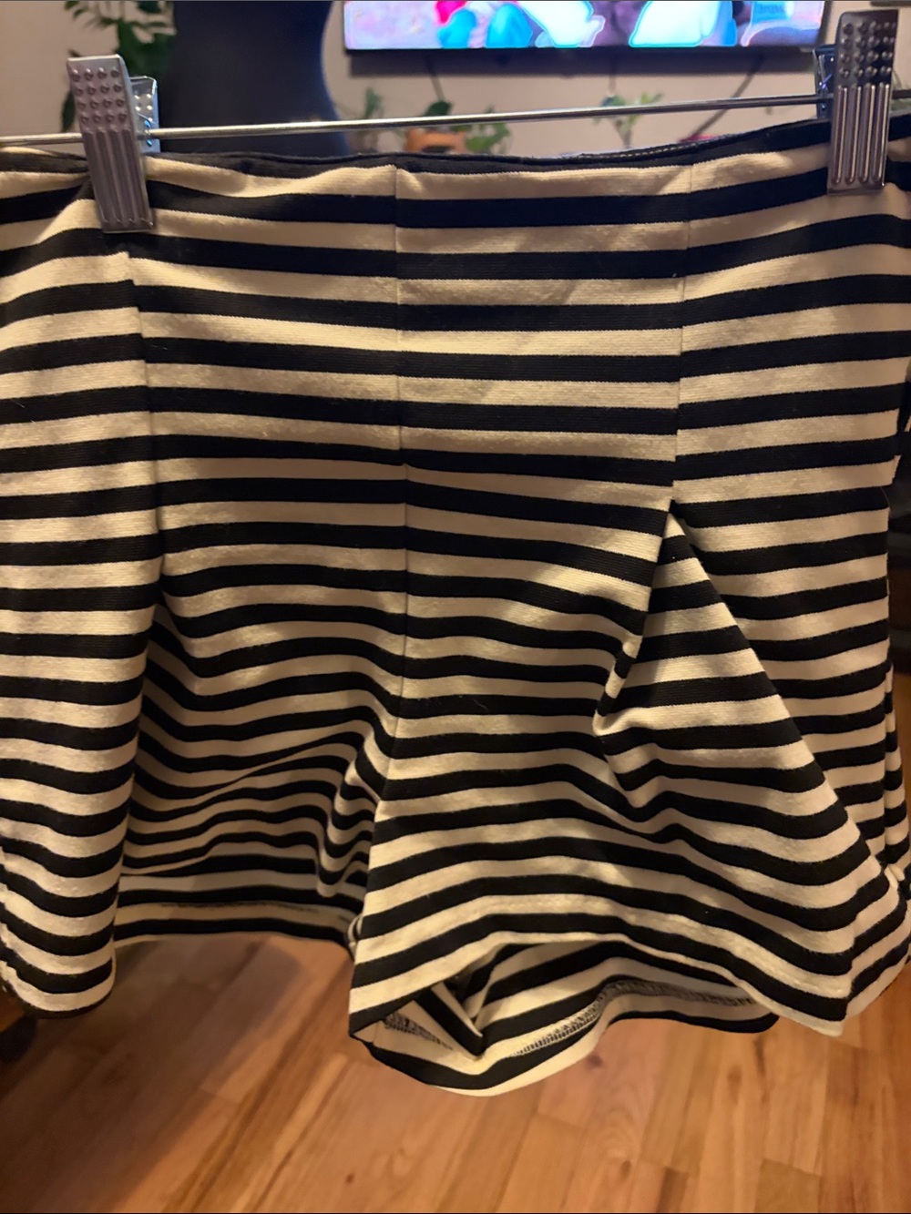 Free People Black & White Striped Shorts